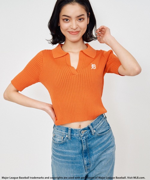 BACK TO THE FIELD（バック トゥー ザ フィールド）の「【MLB】ワンポイントロゴポロニット（ニット/セーター・レディース・ホワイト/ブラック/オレンジ・FREE）」の5枚目の写真