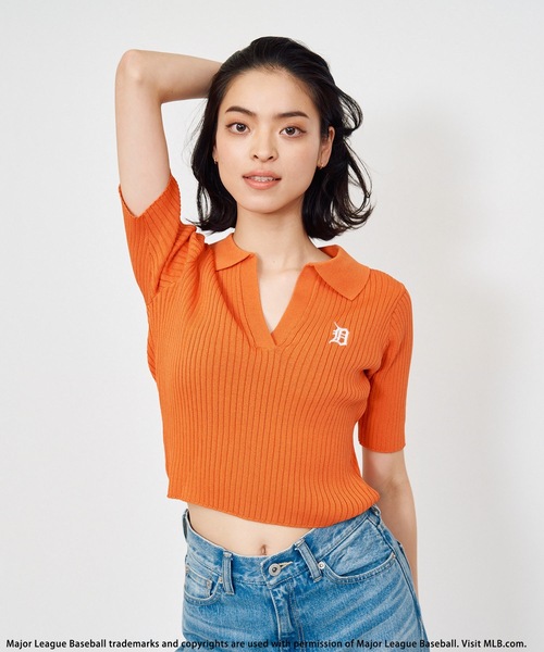 BACK TO THE FIELD（バック トゥー ザ フィールド）の「【MLB】ワンポイントロゴポロニット（ニット/セーター・レディース・ホワイト/ブラック/オレンジ・FREE）」の6枚目の写真