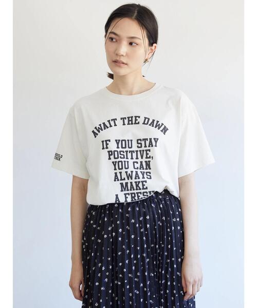 AMERICAN HOLIC(アメリカンホリック)の「ロゴカット半袖プルオーバー(Tシャツ/カットソー・レディース・オフホワイト/グリーン/ネイビー/アイボリー・L/M)」の5枚目の写真