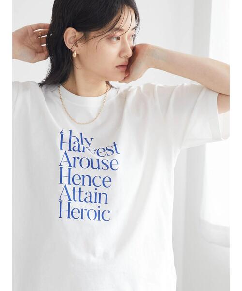 AMERICAN HOLIC(アメリカンホリック)の「ロゴカット半袖プルオーバー(Tシャツ/カットソー・レディース・オフホワイト/グリーン/ネイビー/アイボリー・L/M)」の6枚目の写真