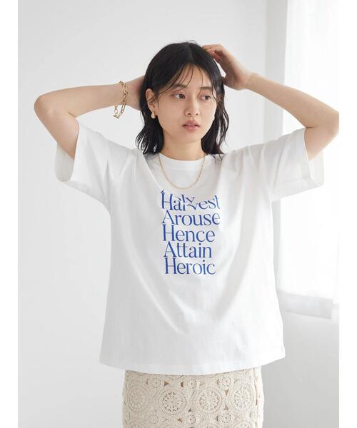 AMERICAN HOLIC(アメリカンホリック)の「ロゴカット半袖プルオーバー(Tシャツ/カットソー・レディース・オフホワイト/グリーン/ネイビー/アイボリー・L/M)」の16枚目の写真
