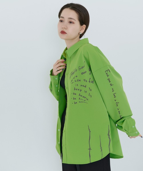 TINA:JOJUN(ティーナジョジュン)の「ユニセックス プリントシャツ TINA:JOJUN(シャツ/ブラウス・レディース・クリアブラウン/グリーン・M)」の10枚目の写真