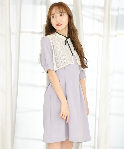 TITTY&CO.（ティティーアンドコー）の「レースケープレイヤードワンピース（ワンピース・レディース・ライトブルー/ブラック/ベージュ・SMALL/MEDIUM）」の17枚目の写真