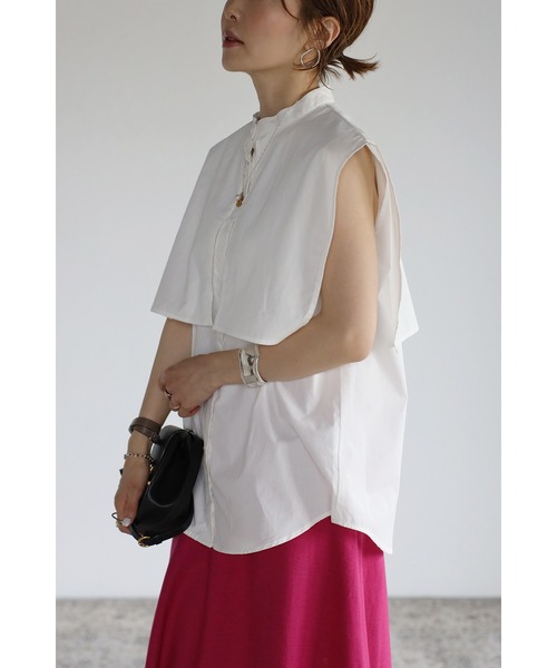 Bonjour Sagan(ボンジュールサガン)の「ヨークデザインノースリーブシャツ(シャツ/ブラウス・レディース・ベージュ/オフホワイト・FREE)」の4枚目の写真