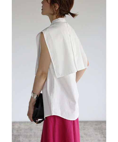 Bonjour Sagan(ボンジュールサガン)の「ヨークデザインノースリーブシャツ(シャツ/ブラウス・レディース・ベージュ/オフホワイト・FREE)」の6枚目の写真