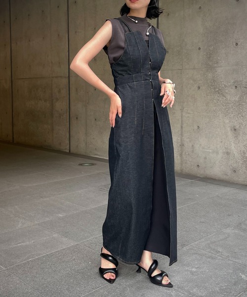 &g'aime（アンジェム）の「【&g’aime】デニムレイヤードワンピース（ワンピース・レディース・ブラック/グレイッシュベージュ/ネイビー・FREE）」の7枚目の写真