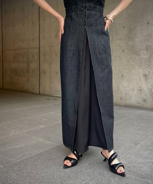 &g'aime（アンジェム）の「【&g’aime】デニムレイヤードワンピース（ワンピース・レディース・ブラック/グレイッシュベージュ/ネイビー・FREE）」の11枚目の写真