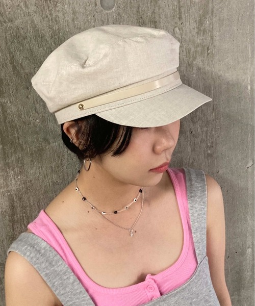 Casselini(キャセリーニ)の「ポイントレザーキャスケット(キャスケット・レディース・ブラック/ベージュ/オリーブ・FREE)」の3枚目の写真