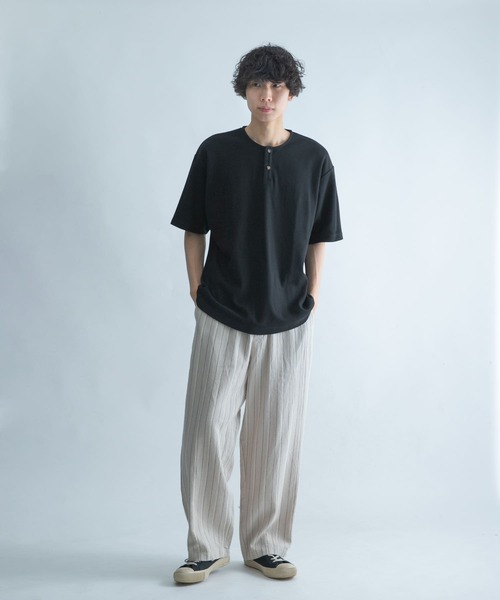 FORK&SPOON（フォークアンドスプーン）の「FORK&SPOON　カノコヘンリーネックTシャツ（Tシャツ/カットソー・メンズ・ブラック/ブラウン・5/4）」の6枚目の写真