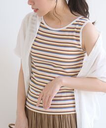 BACKリボンマルチボーダータンクトップ