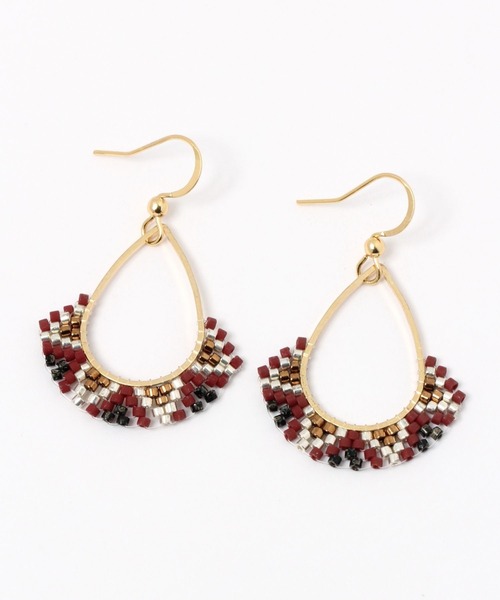 niko and...（ニコアンド）の「ビーズコンビフックピアス（ピアス（両耳用）・レディース・ホワイト/ブラウン/オレンジ/グリーン・0）」の3枚目の写真