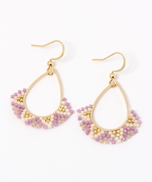 niko and...（ニコアンド）の「ビーズコンビフックピアス（ピアス（両耳用）・レディース・ホワイト/ブラウン/オレンジ/グリーン・0）」の2枚目の写真