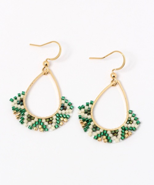 niko and...（ニコアンド）の「ビーズコンビフックピアス（ピアス（両耳用）・レディース・ホワイト/ブラウン/オレンジ/グリーン・0）」の4枚目の写真