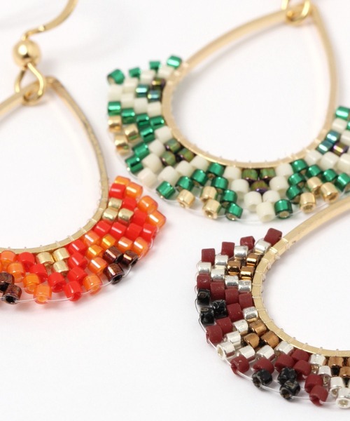 niko and...（ニコアンド）の「ビーズコンビフックピアス（ピアス（両耳用）・レディース・ホワイト/ブラウン/オレンジ/グリーン・0）」の7枚目の写真