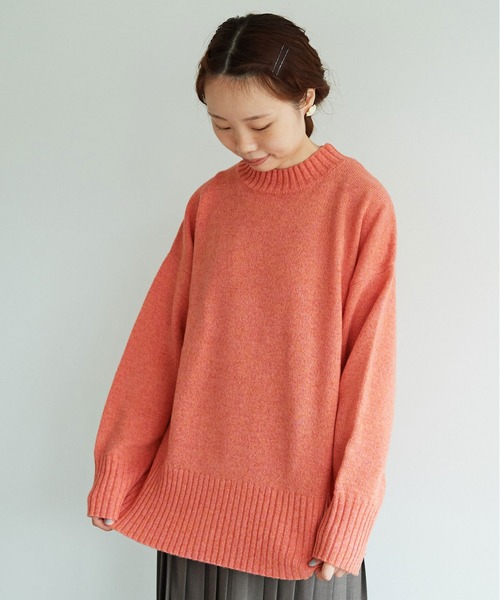 aimer le mieux（エメルミュー）の「aimer ラム/ナイロン 撚杢スタンドプルオーバー（ニット/セーター・レディース・ブルー/グリーン/その他/サーモンピンク/キナリ・FREE）」の4枚目の写真