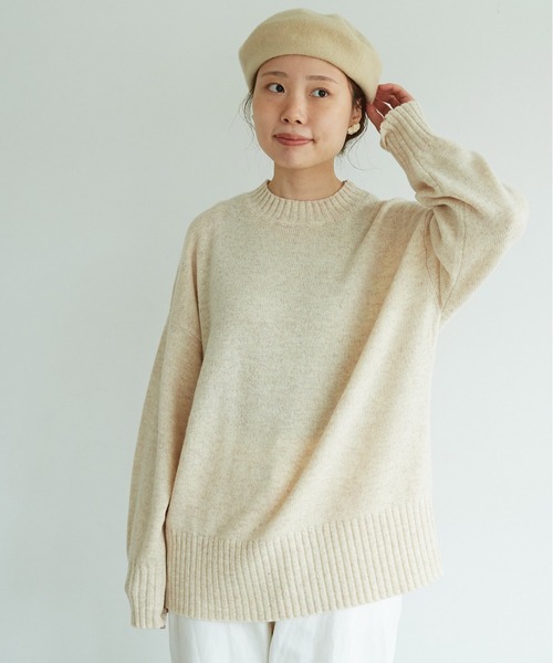 aimer le mieux（エメルミュー）の「aimer ラム/ナイロン 撚杢スタンドプルオーバー（ニット/セーター・レディース・ブルー/グリーン/その他/サーモンピンク/キナリ・FREE）」の2枚目の写真