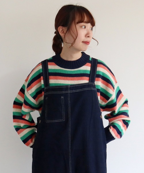 aimer le mieux（エメルミュー）の「aimer ラム/ナイロン 撚杢スタンドプルオーバー（ニット/セーター・レディース・ブルー/グリーン/その他/サーモンピンク/キナリ・FREE）」の5枚目の写真