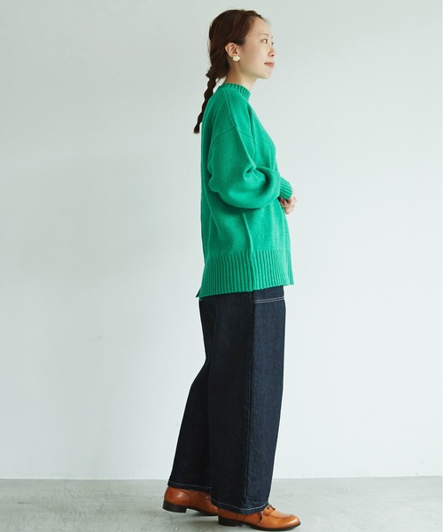 aimer le mieux（エメルミュー）の「aimer ラム/ナイロン 撚杢スタンドプルオーバー（ニット/セーター・レディース・ブルー/グリーン/その他/サーモンピンク/キナリ・FREE）」の21枚目の写真
