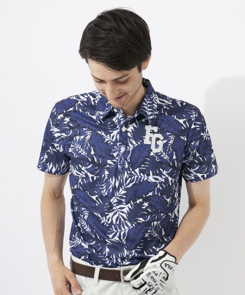 【大特価!!】 セール】【FILA GOLF:フィラゴルフ】ボタニカルリーフ柄半袖 メンズウェア