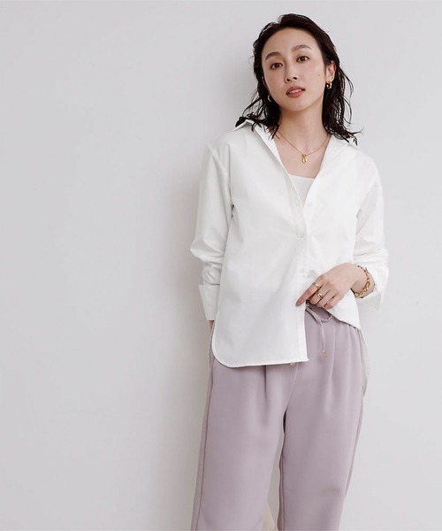 UR'S(ユアーズ)の「ワイドカフスシャツ(シャツ/ブラウス・レディース・ホワイト/ブラック・S/M/L)」の2枚目の写真