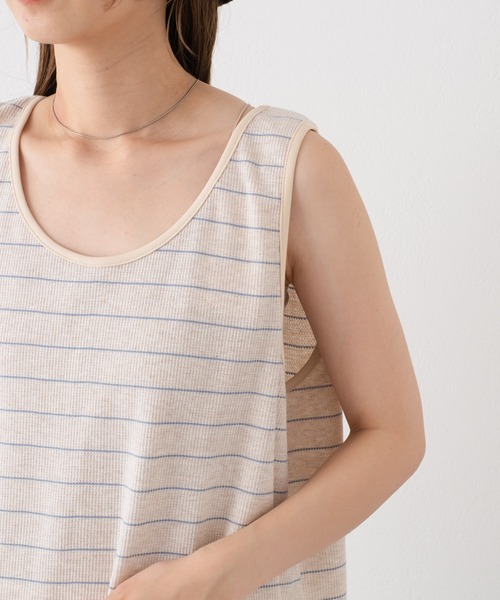 Kastane（カスタネ）の「【WHIMSIC】サーマルタンクトップ（タンクトップ・レディース・チャコールグレー/アイボリー/ミント・FREE）」の9枚目の写真