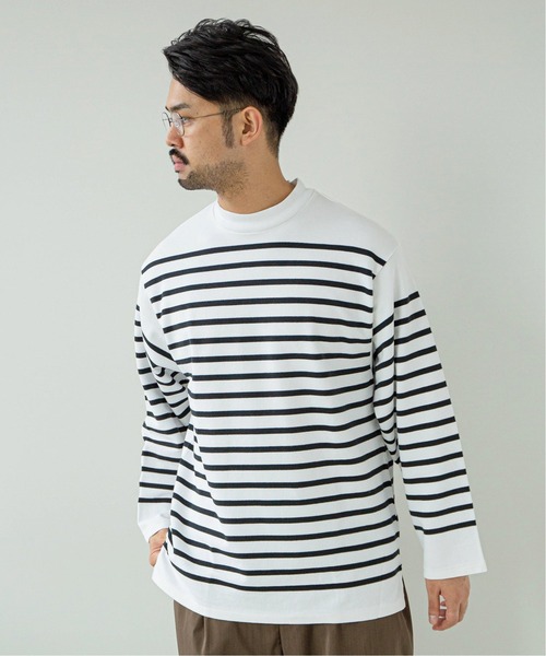EDIFICE(エディフィス)の「【ETS.MATERIAUX / マテリオ】パネルボーダー モックネック(Tシャツ/カットソー・メンズ・ホワイト/スカイブルー・1/2/3)」の13枚目の写真