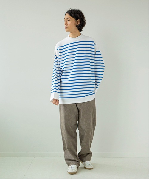 EDIFICE(エディフィス)の「【ETS.MATERIAUX / マテリオ】パネルボーダー モックネック(Tシャツ/カットソー・メンズ・ホワイト/スカイブルー・1/2/3)」の19枚目の写真