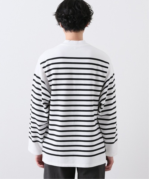 EDIFICE(エディフィス)の「【ETS.MATERIAUX / マテリオ】パネルボーダー モックネック(Tシャツ/カットソー・メンズ・ホワイト/スカイブルー・1/2/3)」の8枚目の写真