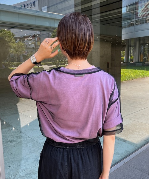 kutir（クティール）の「チュールシアーTシャツ（Tシャツ/カットソー・レディース・ホワイト/ライトブルー/ブラック・FREE）」の12枚目の写真