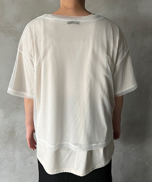 kutir（クティール）の「チュールシアーTシャツ（Tシャツ/カットソー・レディース・ホワイト/ライトブルー/ブラック・FREE）」の20枚目の写真