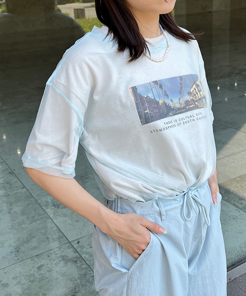 kutir（クティール）の「チュールシアーTシャツ（Tシャツ/カットソー・レディース・ホワイト/ライトブルー/ブラック・FREE）」の14枚目の写真