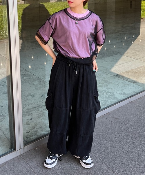 kutir（クティール）の「チュールシアーTシャツ（Tシャツ/カットソー・レディース・ホワイト/ライトブルー/ブラック・FREE）」の13枚目の写真