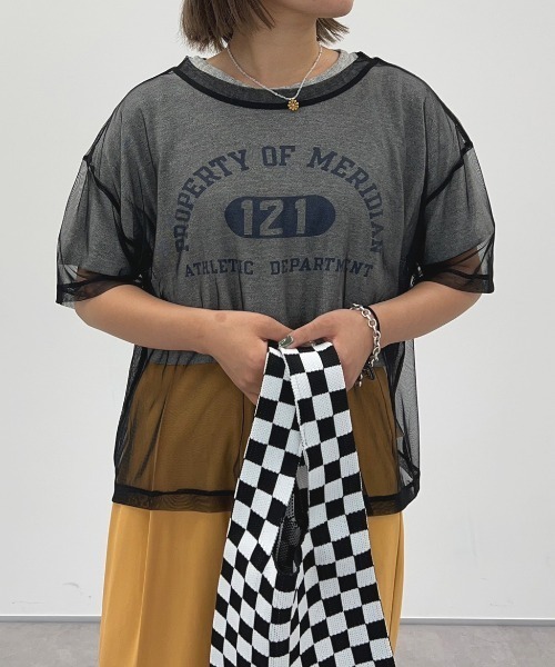 kutir（クティール）の「チュールシアーTシャツ（Tシャツ/カットソー・レディース・ホワイト/ライトブルー/ブラック・FREE）」の4枚目の写真