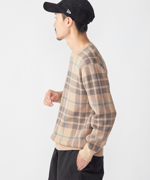 SHIPS(シップス)の「SHIPS:〈手洗い可能〉コットン カシミヤ チェック クルーネックニット(ニット/セーター・メンズ・クリーム/チャコールグレー/ダークグリーン/キャメル・SMALL/X-LARGE/MEDIUM/LARGE)」の15枚目の写真