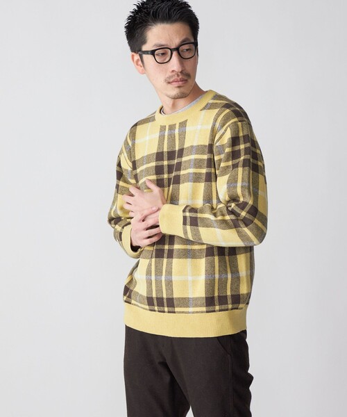 SHIPS(シップス)の「SHIPS:〈手洗い可能〉コットン カシミヤ チェック クルーネックニット(ニット/セーター・メンズ・クリーム/チャコールグレー/ダークグリーン/キャメル・SMALL/X-LARGE/MEDIUM/LARGE)」の16枚目の写真