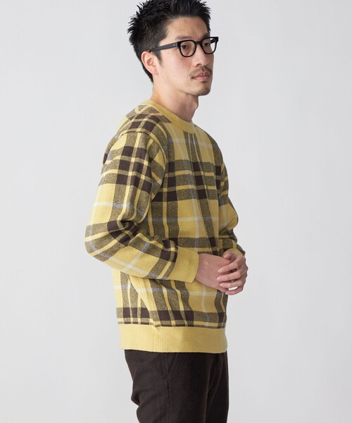 SHIPS(シップス)の「SHIPS:〈手洗い可能〉コットン カシミヤ チェック クルーネックニット(ニット/セーター・メンズ・クリーム/チャコールグレー/ダークグリーン/キャメル・SMALL/X-LARGE/MEDIUM/LARGE)」の18枚目の写真
