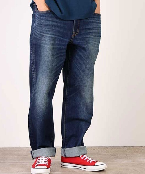 NAVY（ネイビー）の「毎日はきたくなるデニム「マイデニ」ROOSE STRAIGHT DENIM（デニムパンツ・メンズ・ワンウォッシュ/ブルー系・34inch/29inch/31inch/32inch/38inch/36inch/33inch/30inch/28inch）」の2枚目の写真