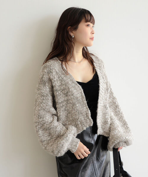 Ray BEAMS（レイビームス）の「RBS / ミックス スラブ ショート カーディガン（カーディガン/ボレロ・レディース・シルバー/ブラウン系その他3・ONE SIZE）」の8枚目の写真