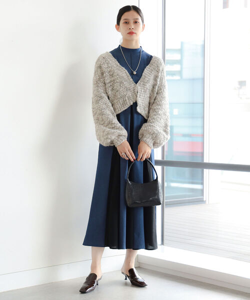 Ray BEAMS（レイビームス）の「RBS / ミックス スラブ ショート カーディガン（カーディガン/ボレロ・レディース・シルバー/ブラウン系その他3・ONE SIZE）」の4枚目の写真