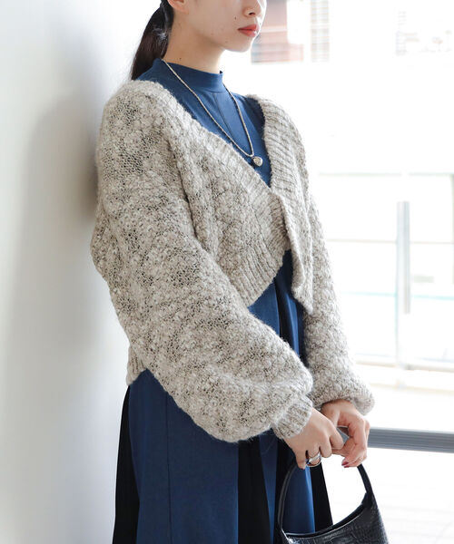 Ray BEAMS（レイビームス）の「RBS / ミックス スラブ ショート カーディガン（カーディガン/ボレロ・レディース・シルバー/ブラウン系その他3・ONE SIZE）」の11枚目の写真