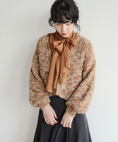 Ray BEAMS（レイビームス）の「RBS / ミックス スラブ ショート カーディガン（カーディガン/ボレロ・レディース・シルバー/ブラウン系その他3・ONE SIZE）」の14枚目の写真