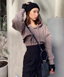 rienda | クロップドコンビスウェットトップス(スウェット)