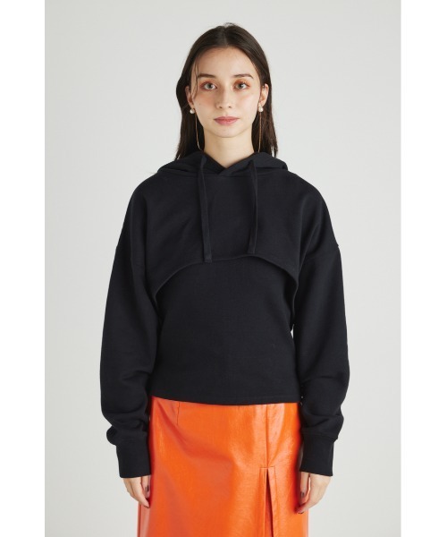 rienda（リエンダ）の「クロップドコンビスウェットトップス（スウェット・レディース・ブラック/アイボリー/ライトブラウン/オレンジ系その他・FREE）」の7枚目の写真