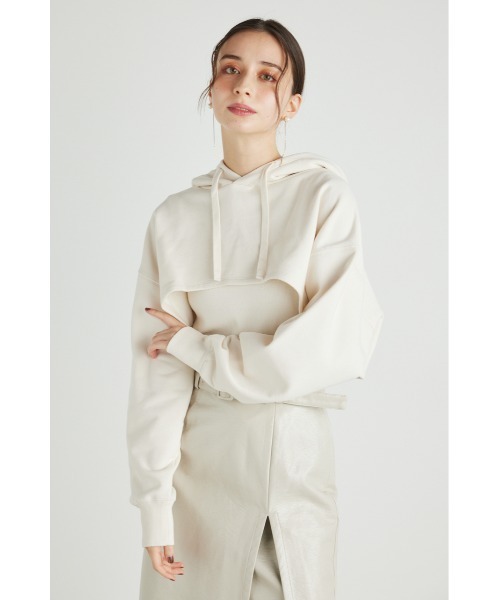 rienda（リエンダ）の「クロップドコンビスウェットトップス（スウェット・レディース・ブラック/アイボリー/ライトブラウン/オレンジ系その他・FREE）」の11枚目の写真