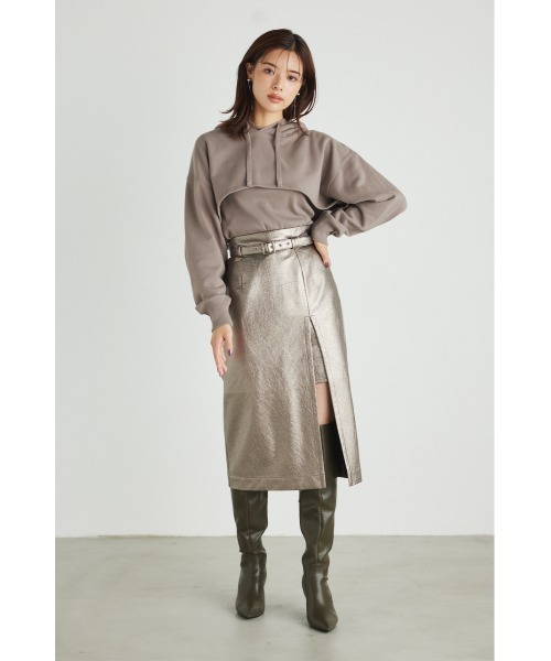 rienda（リエンダ）の「クロップドコンビスウェットトップス（スウェット・レディース・ブラック/アイボリー/ライトブラウン/オレンジ系その他・FREE）」の18枚目の写真