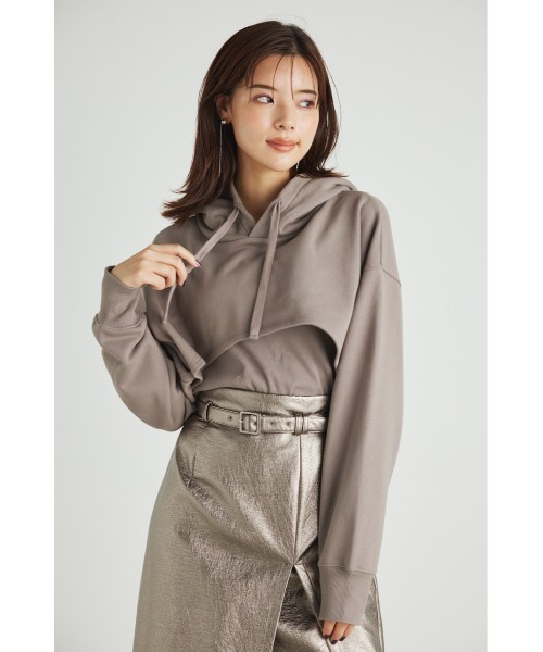 rienda（リエンダ）の「クロップドコンビスウェットトップス（スウェット・レディース・ブラック/アイボリー/ライトブラウン/オレンジ系その他・FREE）」の21枚目の写真