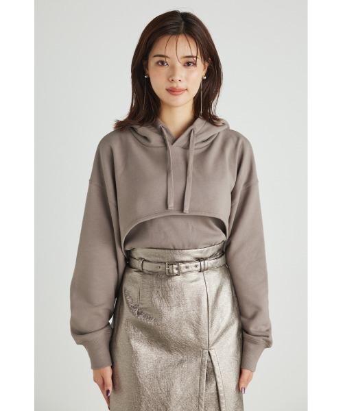 rienda（リエンダ）の「クロップドコンビスウェットトップス（スウェット・レディース・ブラック/アイボリー/ライトブラウン/オレンジ系その他・FREE）」の22枚目の写真