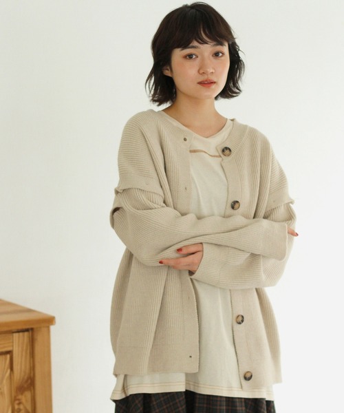 Crisp(クリスプ)の「【ZOZO限定】2wayモチニットカーディガン(カーディガン/ボレロ・レディース・ベージュ/グレー/アイボリー・FREE)」の3枚目の写真