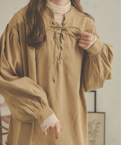 Ambre Neige(アンブルネージュ)の「レースアップボリュームシャツ/【WEB/EC限定商品】(シャツ/ブラウス・レディース・ベージュ/ダークブラウン/ライトブラウン・FREE)」の17枚目の写真