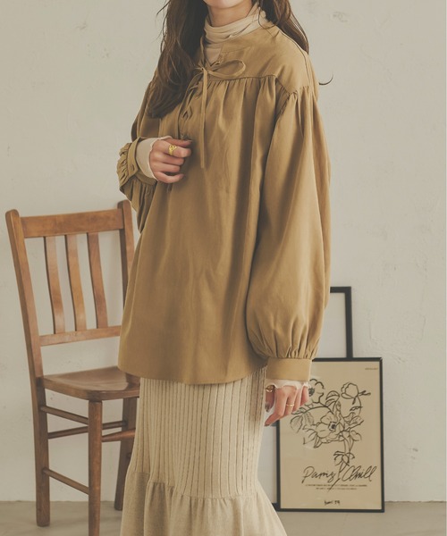 Ambre Neige(アンブルネージュ)の「レースアップボリュームシャツ/【WEB/EC限定商品】(シャツ/ブラウス・レディース・ベージュ/ダークブラウン/ライトブラウン・FREE)」の7枚目の写真